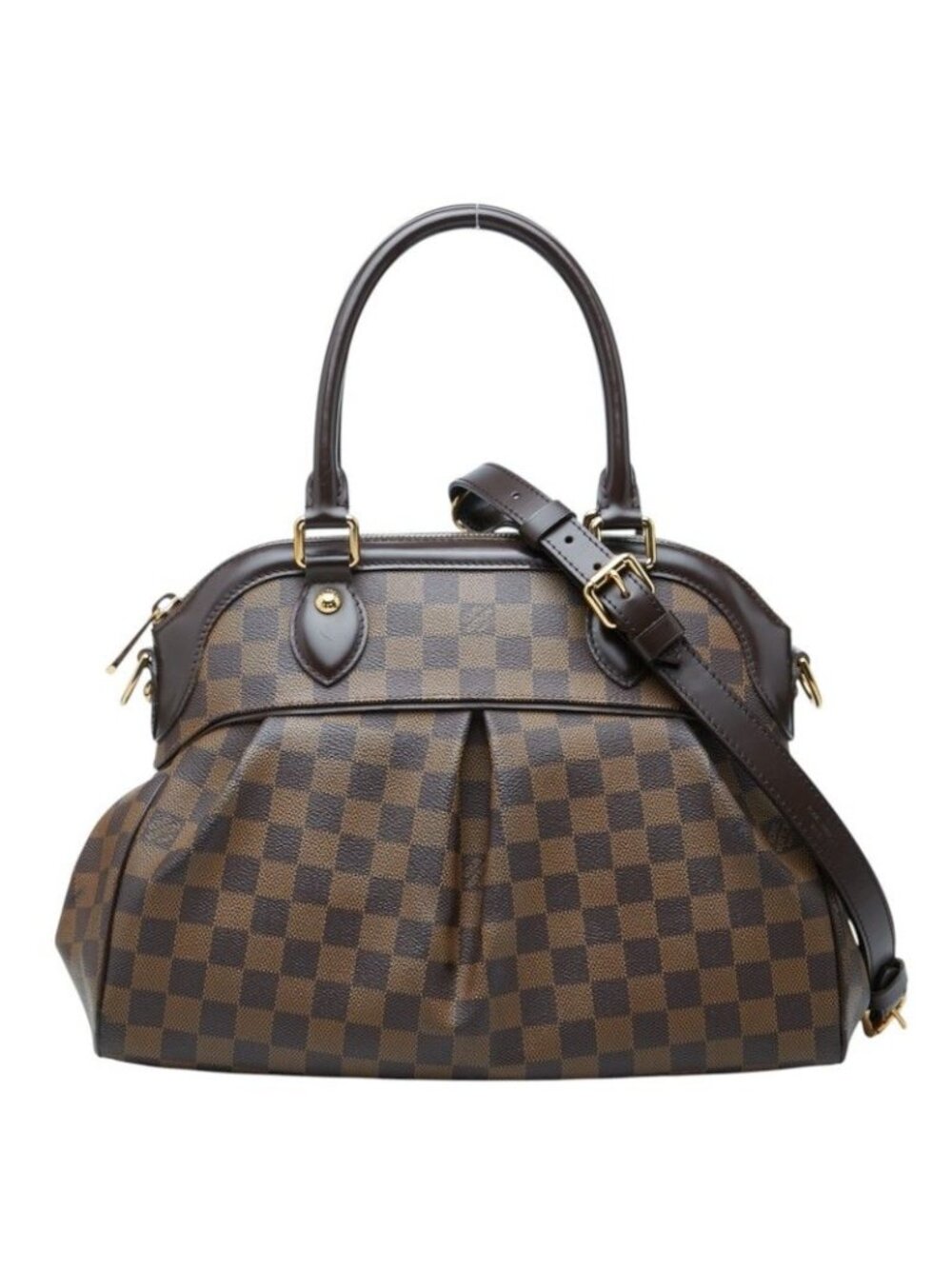 Louis Vuitton Damier Trevi PM 2-Way Shoulder Bag Brown Leather